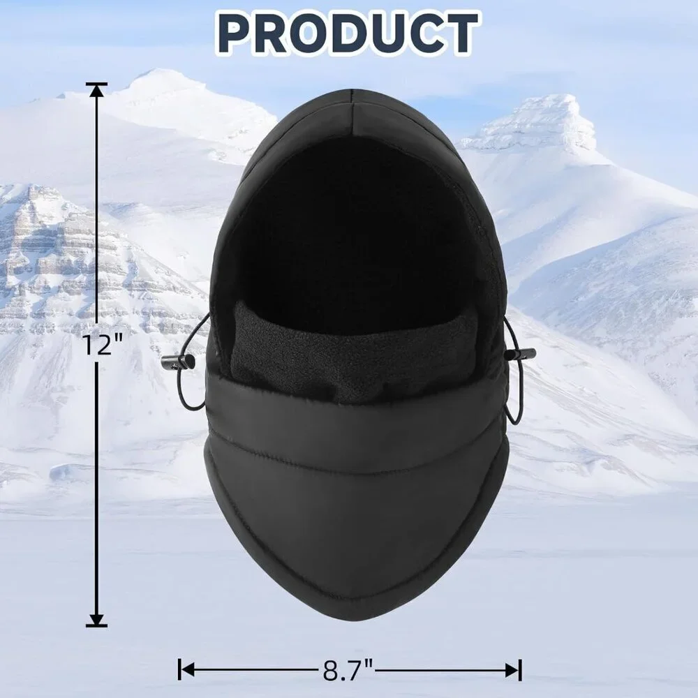Men's Black Lining Windproof Adjustable Winter Cold Weather Ski Face Mask